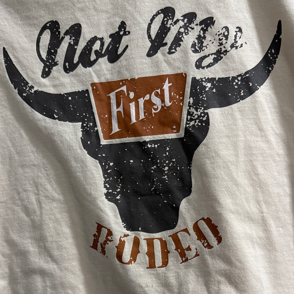 Emory Rose 'Not My First Rodeo' Cream Graphic Tee sz s - Picture 3 of 5